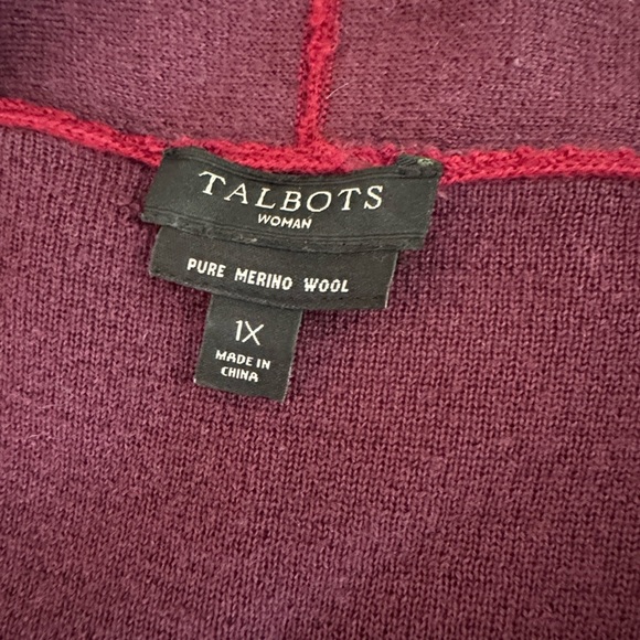 1X Merino Wool Talbots striped red and purple longline duster.96% Merino Wool X1 - Picture 3 of 6